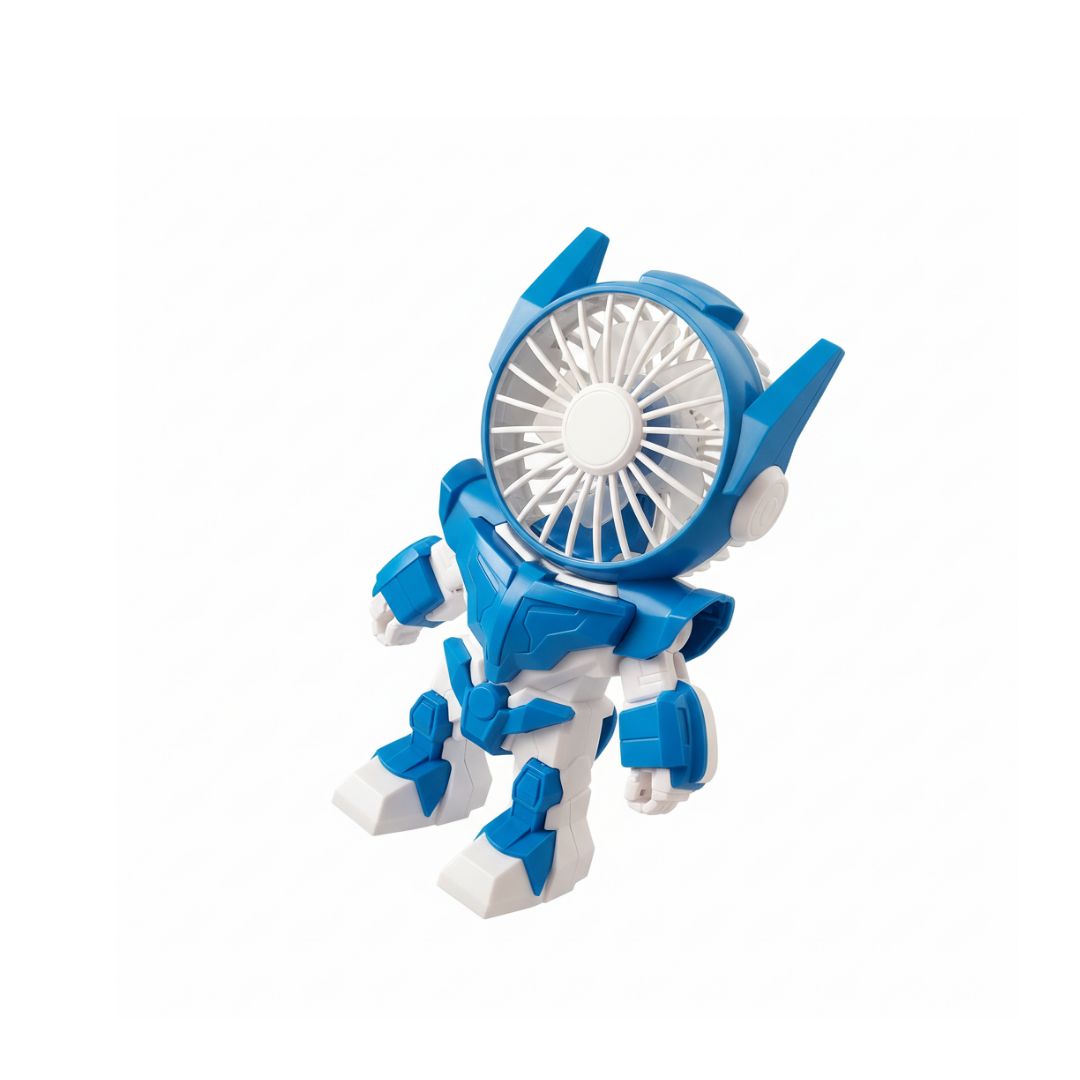 A futuristic robot-style handheld fan